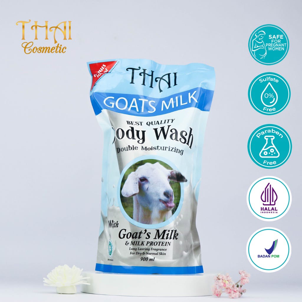 Thai Body Wash Goats Milk Pouch 900+100 ml Kosmetik Arjuna