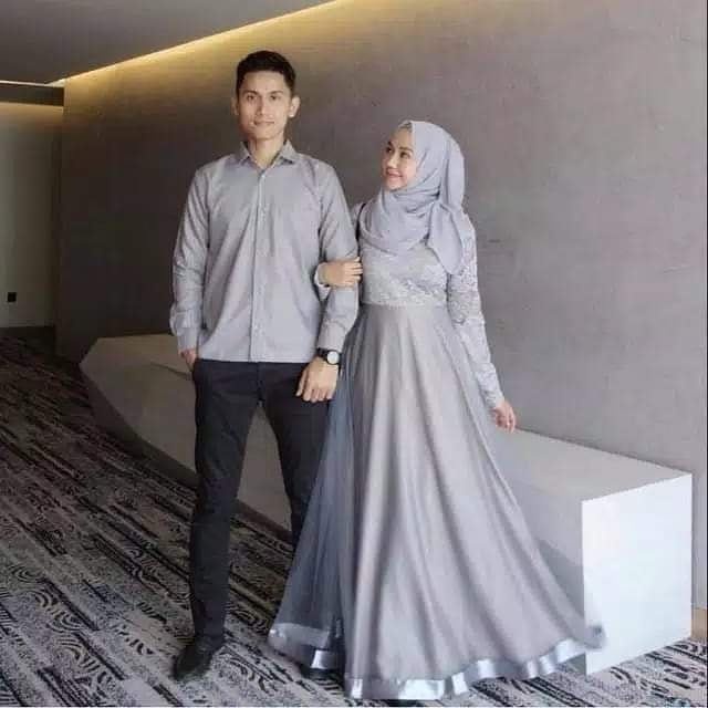 Baju Couple Pasangan Gamis Pesta Kemeja Set
