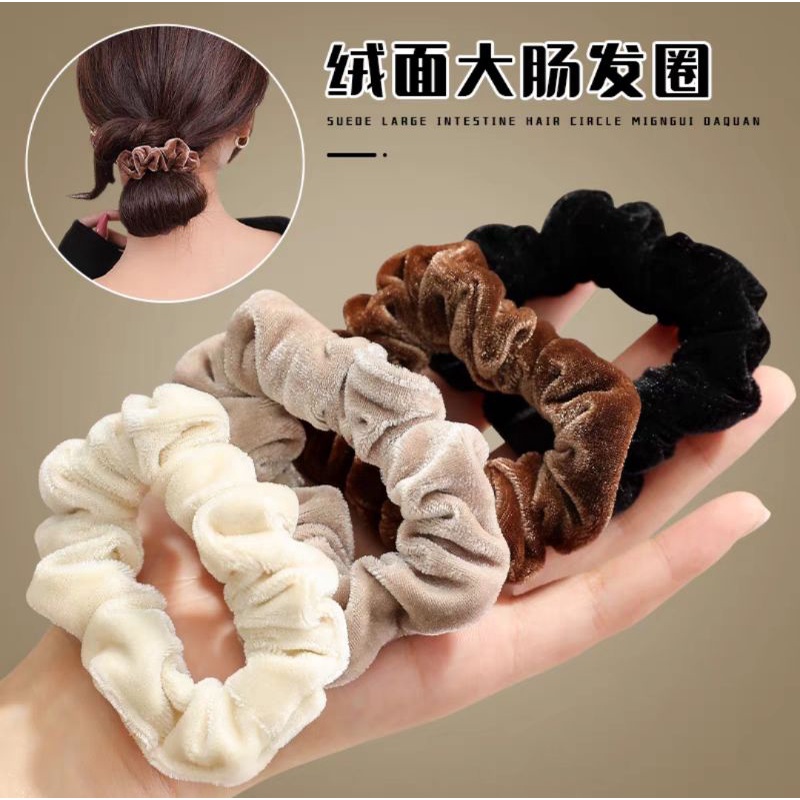 Ikat Rambut Scrunchie Velvet PREMIUM KOREA / Ikat Rambut VELVET BLUDRU / Kunciran Rambut Korea Bahan Bludru Tiki