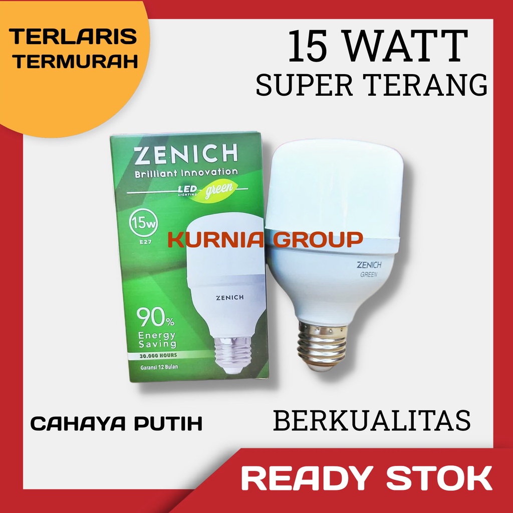 LAMPU LED 15W MURAH KAPSUL ZENICH GREEN TERANG ISTIMEWA KAPSUL PUTIH 15WATT E27 TERMURAH TERLARIS