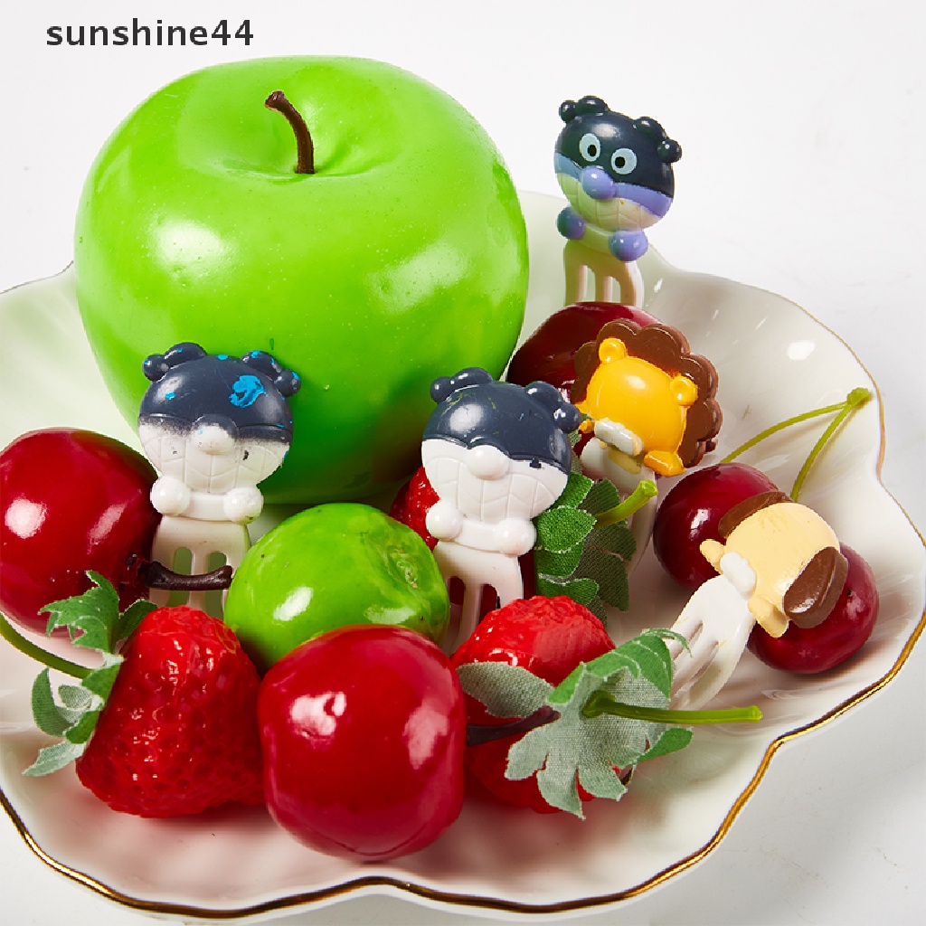 Sunshine 10pcs / Set Garpu Buah / Kue / Dessert Bentuk Kartun Hewan Untuk Perlengkapan Makan / Dapur