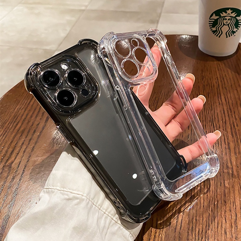 Case Pelindung Belakang Warna Ungu Transparan Tahan Banting Untuk iphone 14 pro max 14 plus 13 12 11 pro max X Xs max XR 7plus 8plus