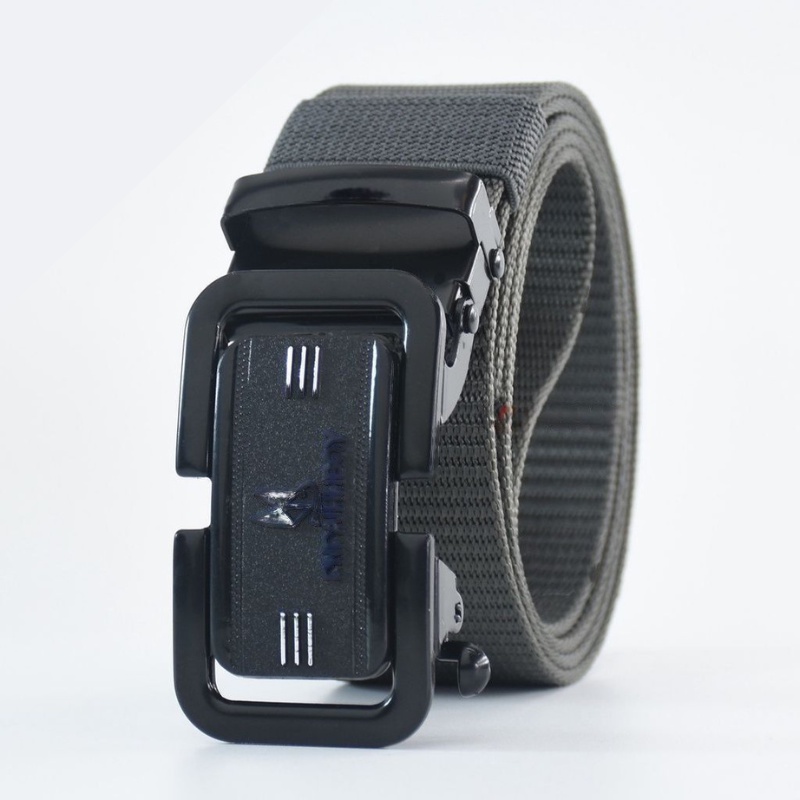 ✅COD [BBS] Ikat Pinggang Pria Canvas Stylish Metal Men Belt Detector Kepala Logam Besi -046
