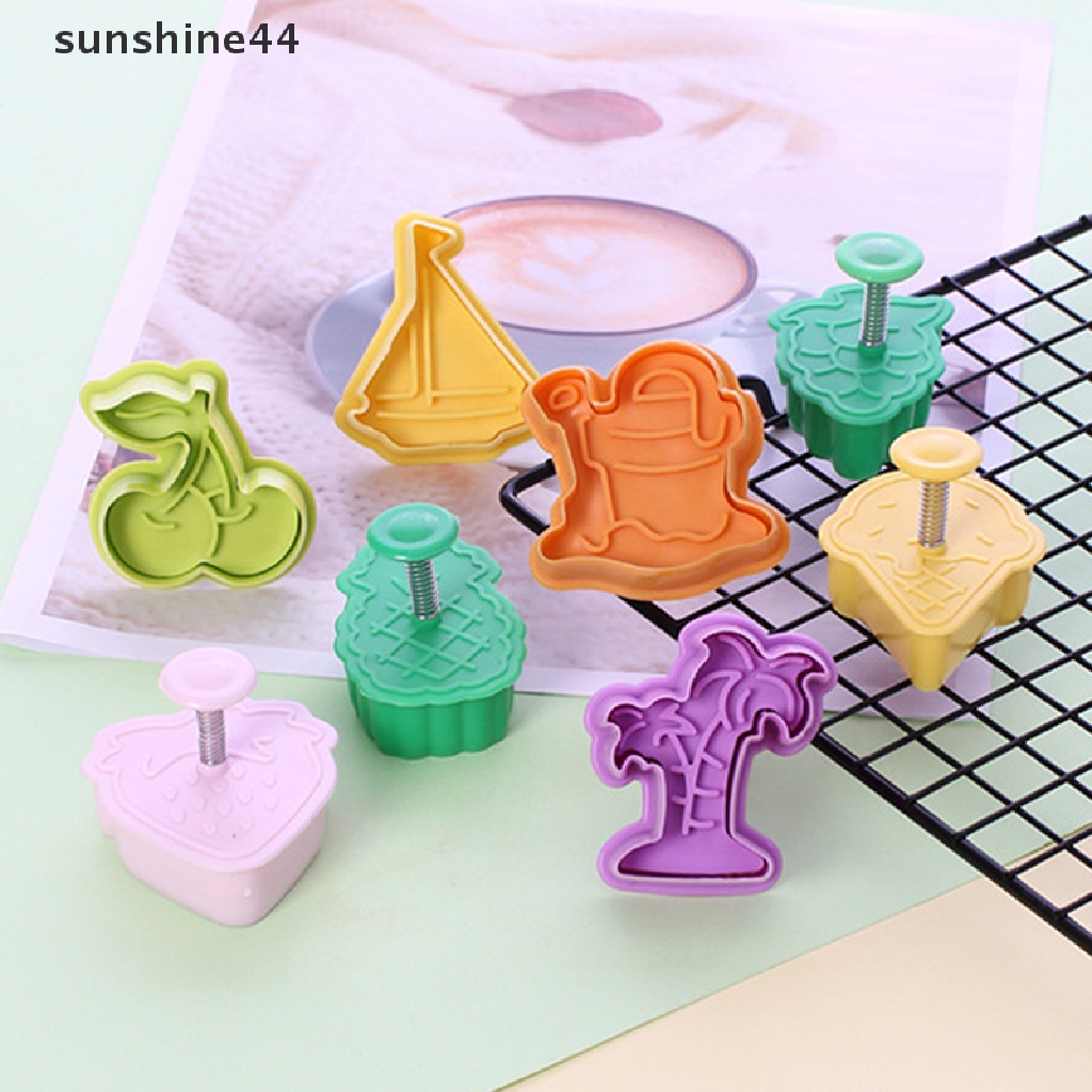 Sunshine 4Pcs Cetakan Pemotong Kue / Biskuit Bentuk Stempel