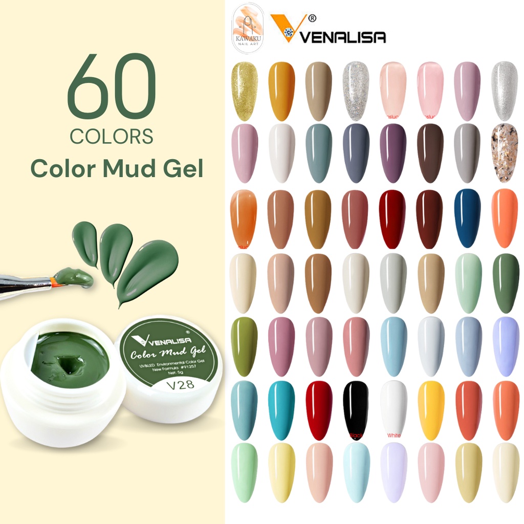 Venalisa Mud Solid Gel Nail Polish Soak Off UV LED 60 Warna/ Kutek Gel Nail Polish V51-V80