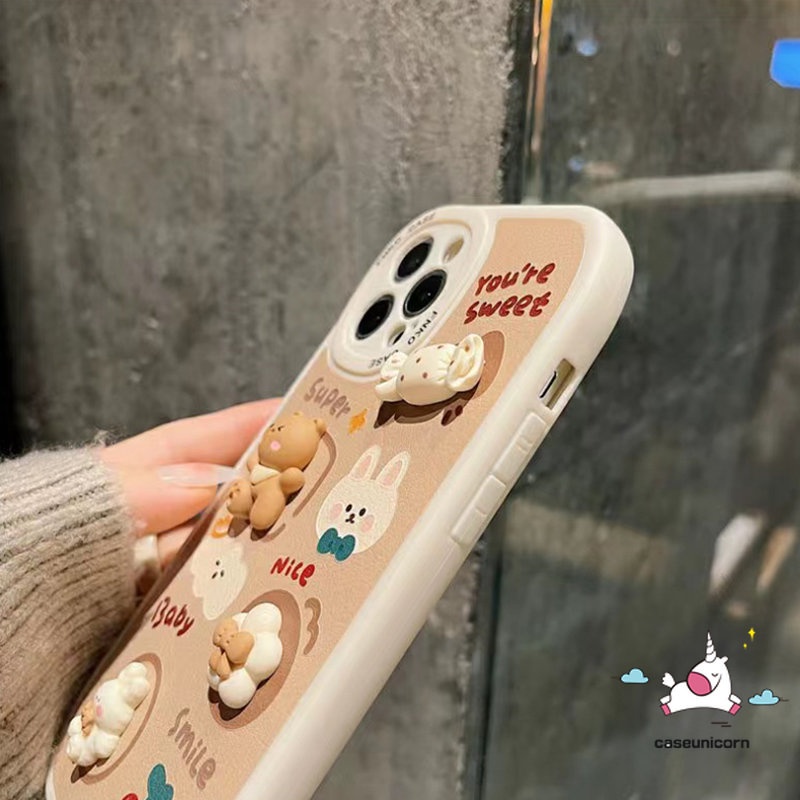 Case Realme C53 C55 C35 C15 C25 C25Y C31 C30 C21Y C25s C12 8 8i 9i 10 Pro C11 GT C20A C3 C21 C17 C20 8Pro 6i 5i 6 5s 5 6s 3D Mainan Boneka Kartun Lucu Beruang Kelinci Permen Sarung Soft Cover