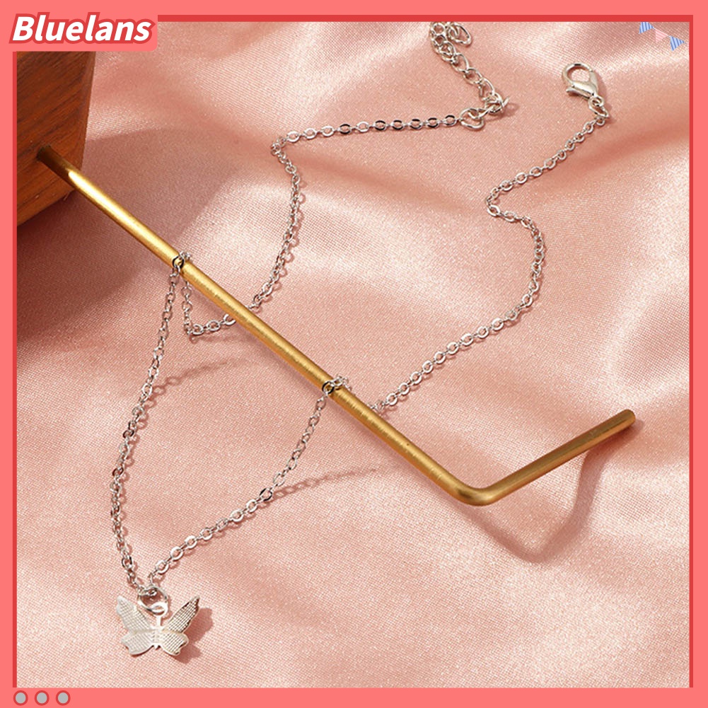 Bluelans Kalung Rantai Klavikula Dengan Liontin Kupu-Kupu Model Single Layer Untuk Wanita