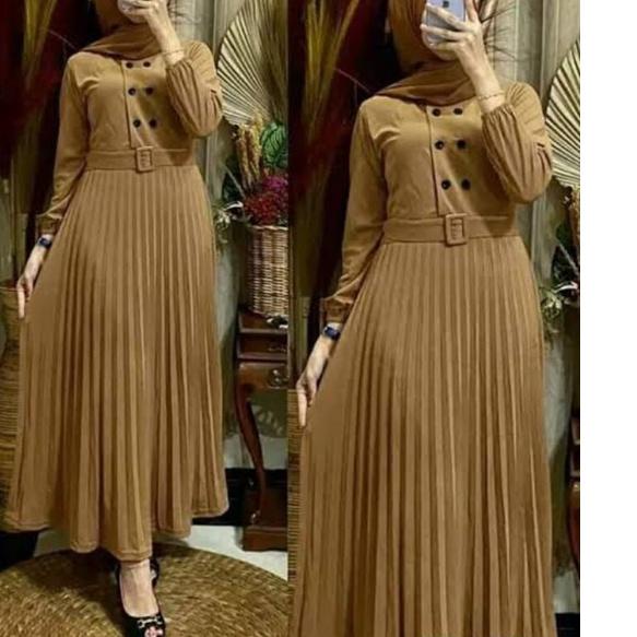 Sale PROMOGamis plisket premium kancing hidup sabuk lepas/gamis terbaru/gamis/gamis drees terbaru/dr
