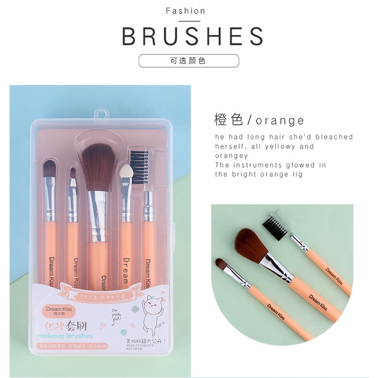 MAANGE  5 Pcs/set Kuas Make Up Rias Profesional Kit Kosmetik dengan Kotak/ Make Up Tools / Set Brush Make Up / Set Paket Kuas / Beauty Tools Pemula Lengkap Ori Make Up Gift Set Alat 0065