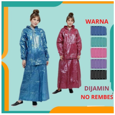 Jas Hujan Rok Polkadot Plevia POP 870 Stelan / Setelan Jaket Celana Perempuan Jaket Jas Hujan Wanita