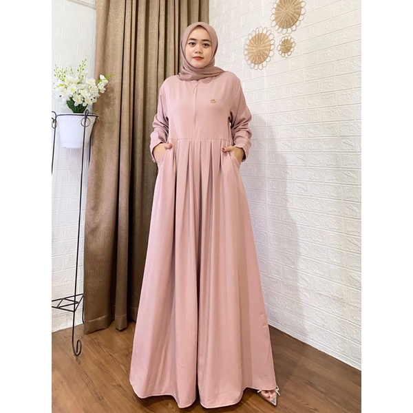 Fikha Dress - Gamis polos wanita, Bahan Shakila premium