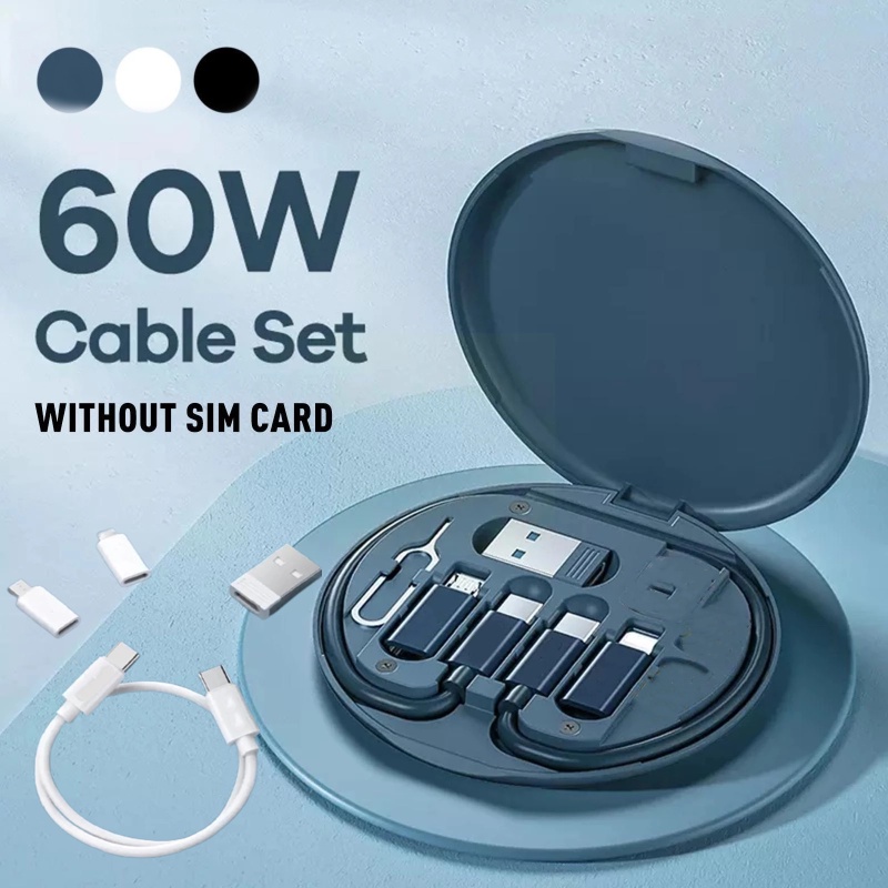 Set Kabel Data / Charger 60W Fast Charging Multifungsi Dengan Kotak Penyimpanan