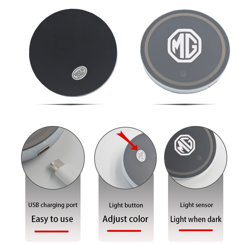 1 / 2 Pcs Lampu Led 7 Warna Dengan Port Charger USB Untuk MG MG6 ZS HS GS 5 Gundam 350
