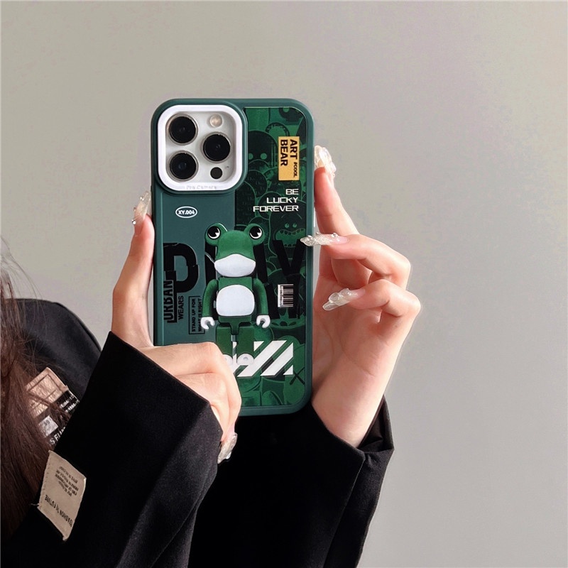 Soft Case Bahan Silikon TPU Tahan Guncangan Motif Graffiti Beruang Macaron Untuk IPhone 14 13 12 11 Pro Max