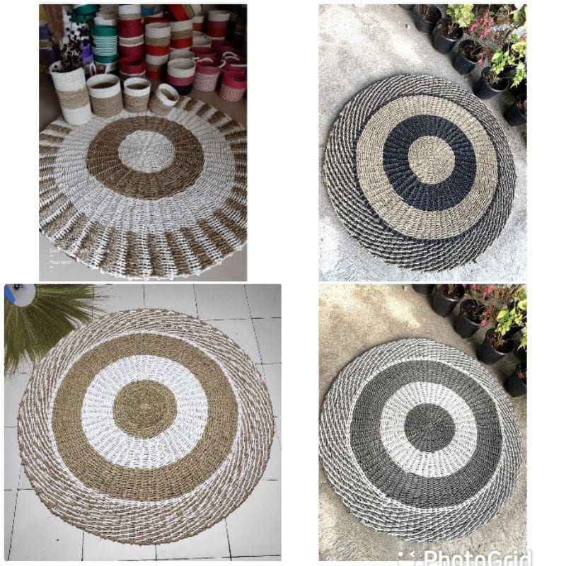 Karpet rotan bulat 120cm / Karpet anyaman Karpet Aesthetic Ruang Tamu