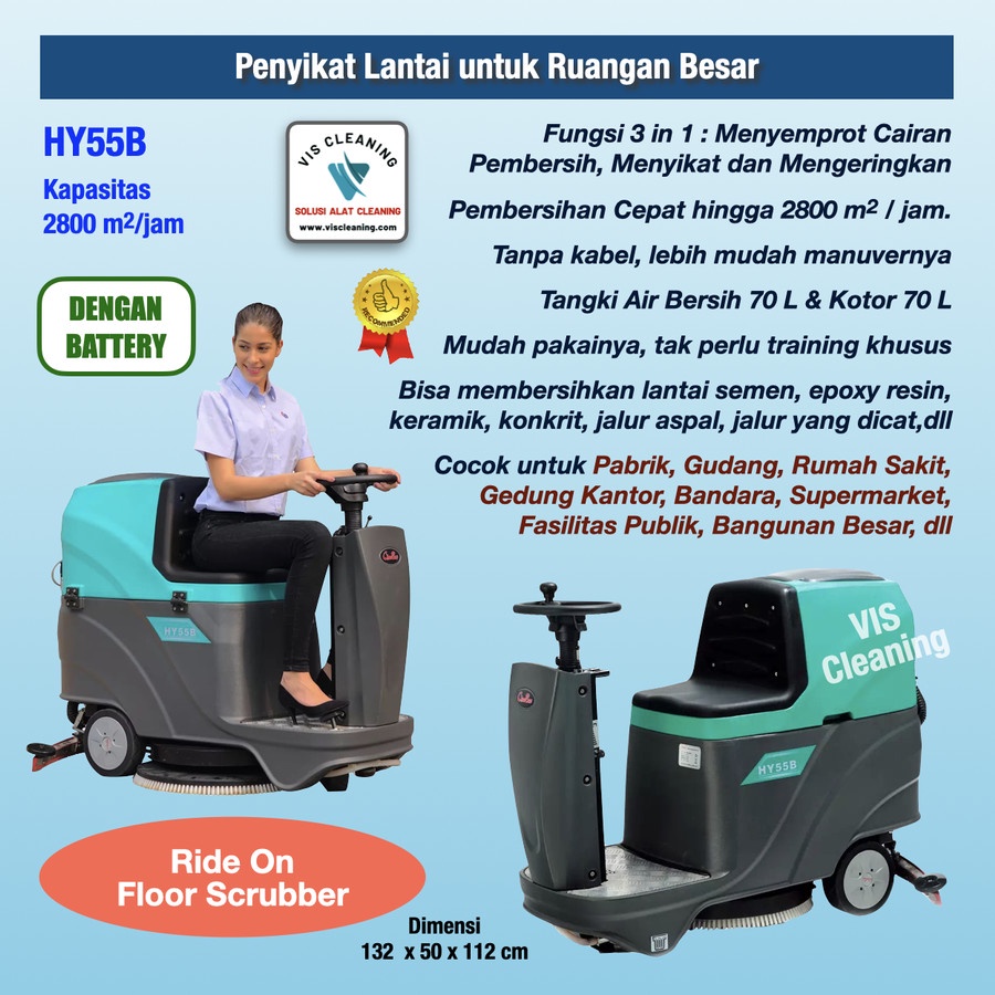 Ride On Floor Scrubber HY55B Battery (Mesin Sikat Lantai)