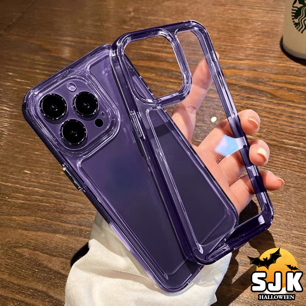 Luxury Purple Acrylic Clear Hard Shockproof Clear For IPhone 11 12 13 14 Pro Max XR X XS Max  7 8 Plus Phone Case Simple Military Grade Shock-Absorbing Soft TPU Cover