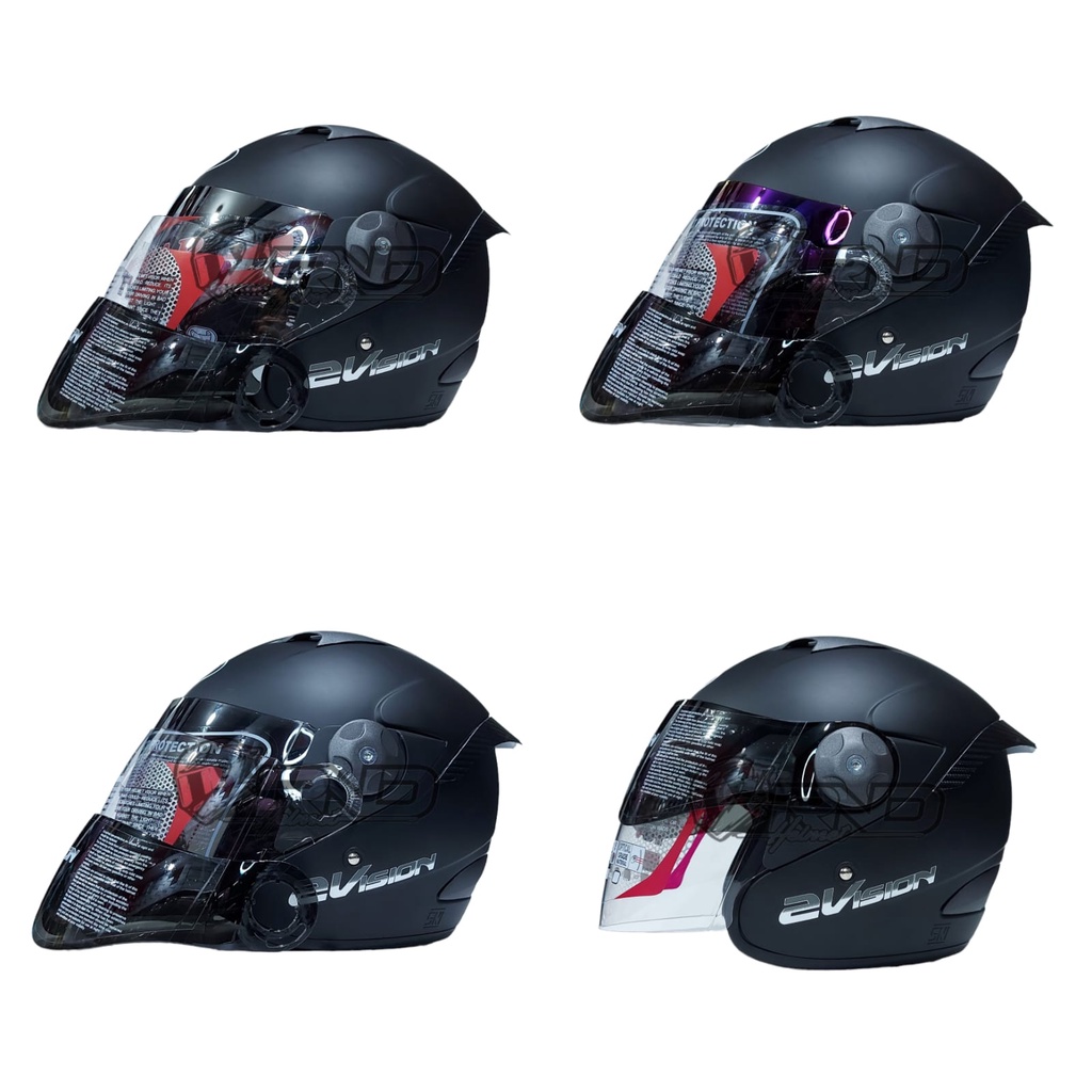 Helm KYT 2 Vision Hitam Doff Paket Ganteng Original SNI DOT