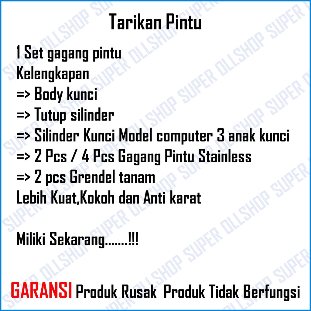 Handle Pintu Rumah Minimalis Tarikan Gagang Stainless 1 Set Pegangan 2 Daun Pintu Kupu Tarung Door Pull Murah