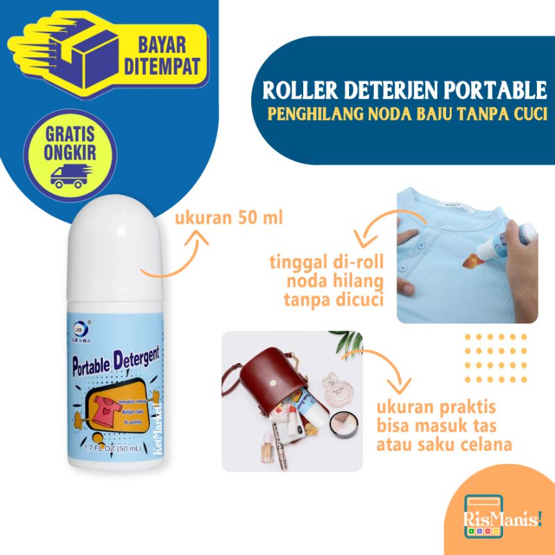 STAIN REMOVAL MAGIC ROLL-ON - Roll Ajaib Penghilang Noda Pakaian Tanpa Bilas Air Sabun Cuci Portable Deterjen Pengangkat Bercak Tinta Saos Kecap Bekas Lipstick Stick Roller Pembersih Baju Celana Sepatu