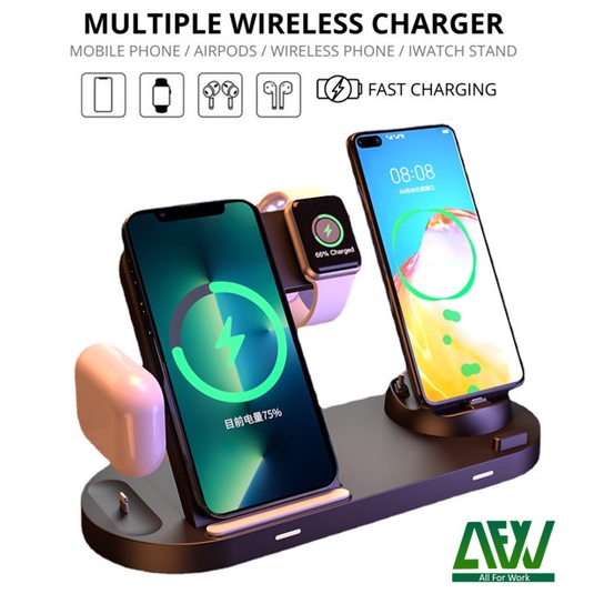 XENA Wireless Charging Dock Station 6 in 1 Android Apple Multi Charge