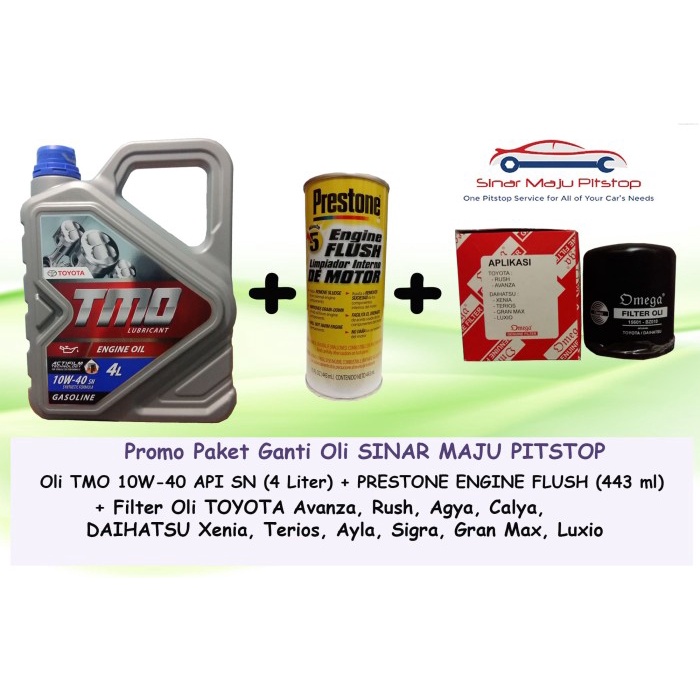 Paket Ganti Oli TOYOTA AVANZA - TMO 10W-40 + Filter Oli + Engine Flush