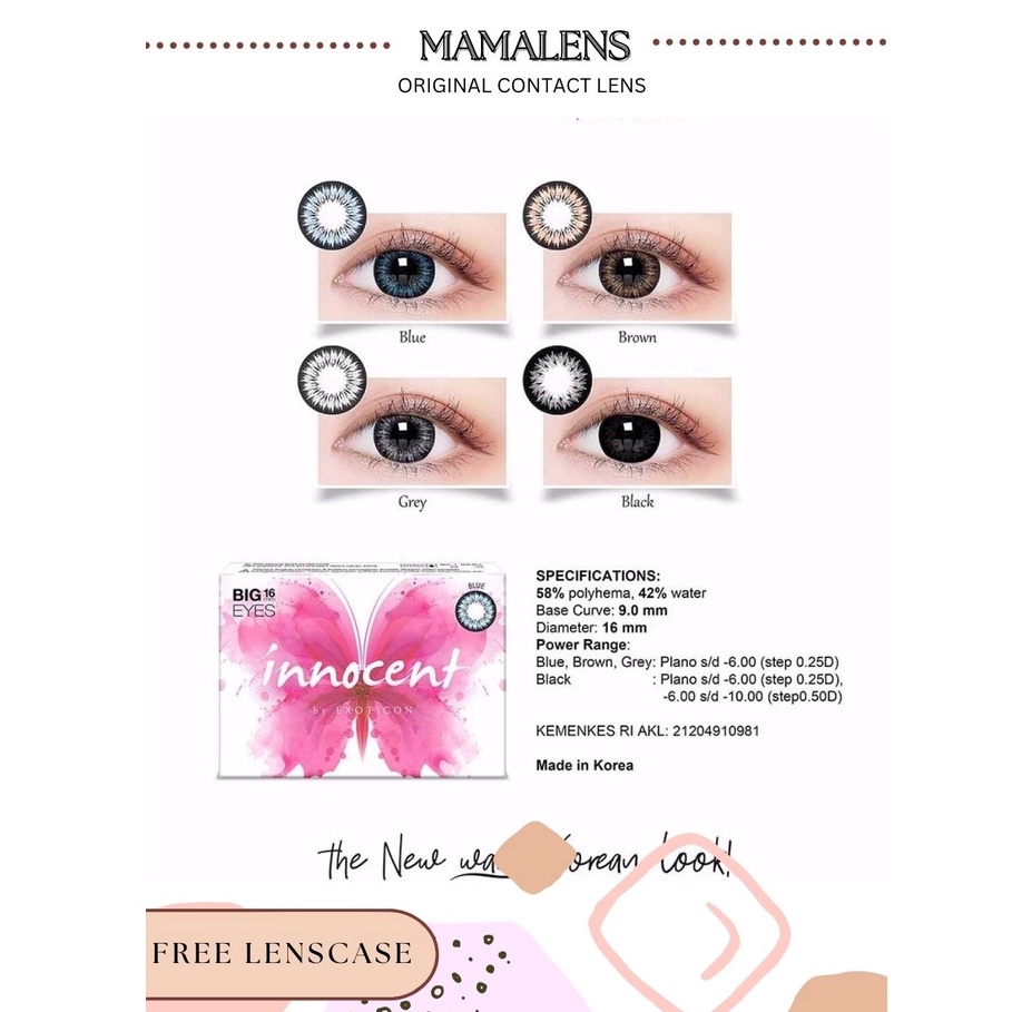 SOFTLENS X2 INNOCENT BIGEYES 16MM MINUS -0.50 SD -3.00 | FREE LENSCASE - MAMALENS