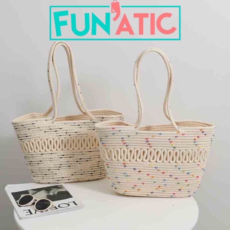 Funatic Tote Bag Wanita Rotan Import Model Kekinian Fashion Korea FA1063