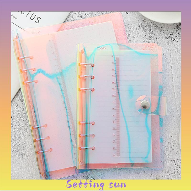 A6/A5 Clear Soft PVC Notebook Binder Cover Planner 6-Ring Loose-Leaf Folder Stationary TN