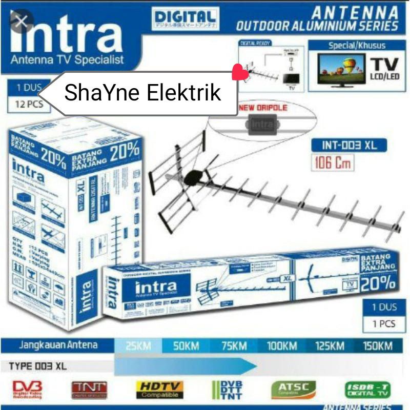 Antena Digital Outdoor TV LCD LED intra 003 Free Kabel Antena Dan Jek