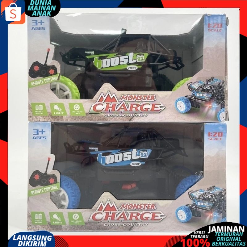 MAINAN ANAK MOBIL REMOTE CONTROL RC MONSTER CHARGE CROSS COUNTRY SKALA 1:20 BOST MONSTER BERLAMPU KOLONG