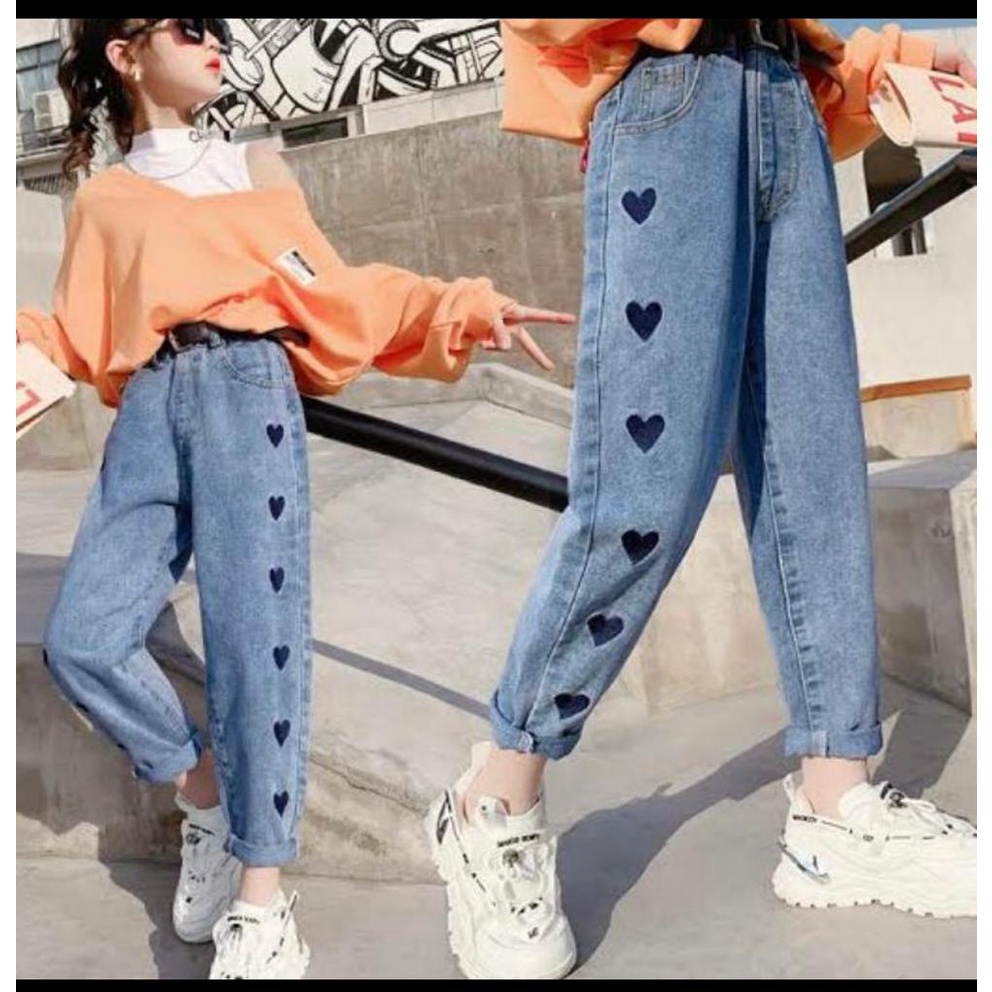 CELANA JEANS PANJANG/JEANS LOVE TERBARU/BAWAHAN ANAK/CELANA DENIM 1-5 TAHUN