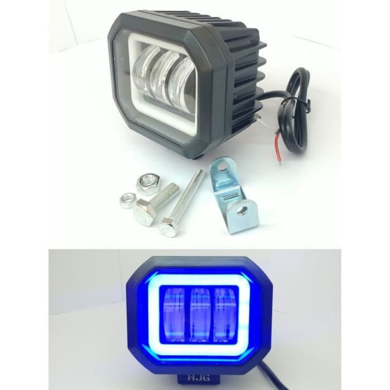 A24 kotak | lampu tembak sorot 3 lensa kotak ring 12volt-24volt motor mobil
