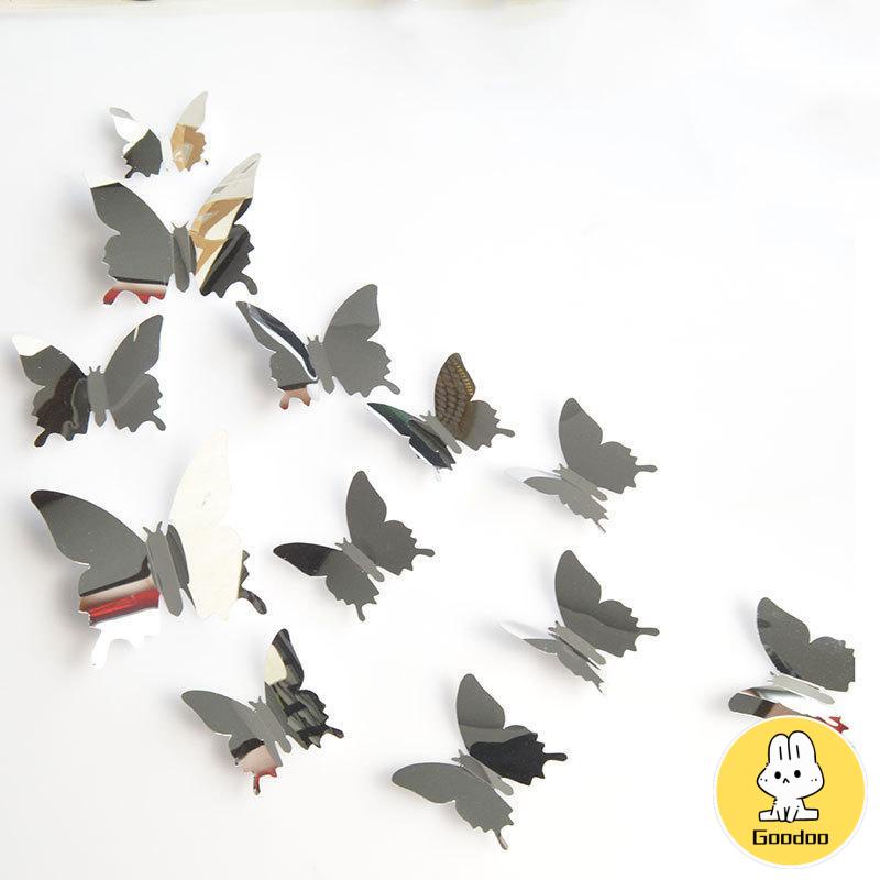 Tiga -Dimensi Pet Mirror 3D Butterfly Wall Sticker Stiker Ruang Tidur Ruang Ruang Ruang Belajar Studi -Doo