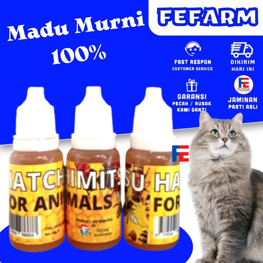 Madu Kucing Anjing Hamster Glider Penunjang Daya Tahan Nafsu Makan Vitamin HATCHIMITSU FEFARM