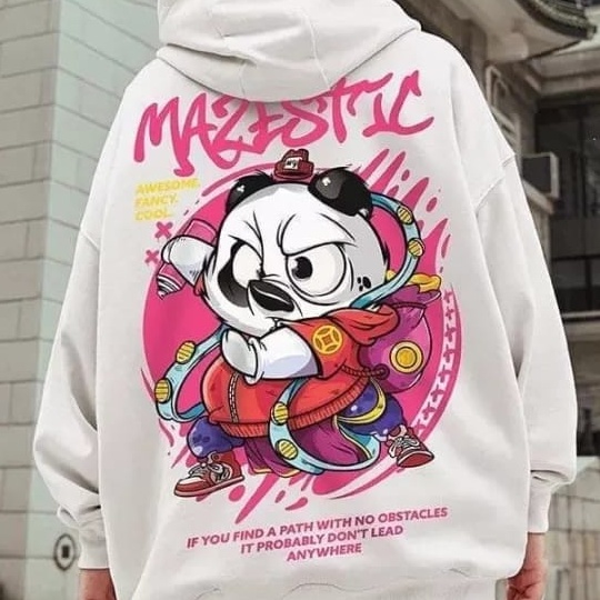 Sweater Hoodie PANDA MAZESTIC Jumper Pria Wanita bahan Fleece Tebal Ukuran S M L XL XXL XXXL