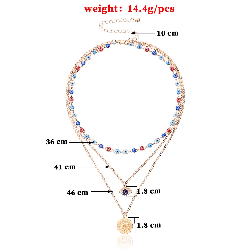 Kalung Rantai Multilayer Desain Mata Iblis Gaya Hip Hop