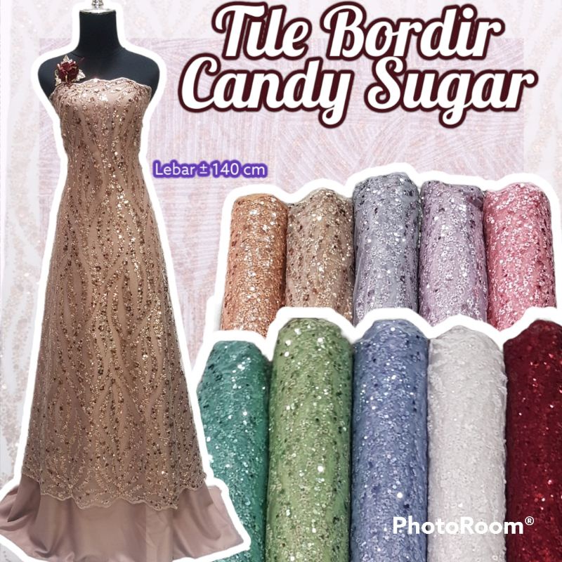 Bahan Kain Tile Bordir Kebaya Candy Sugar kain tile tule tulle halus lembut murah