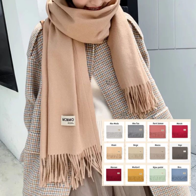 Syal Winter Panjang Lebar Tebal Hangat Menghangatkan Untuk Pria Wanita Syal Long Plain