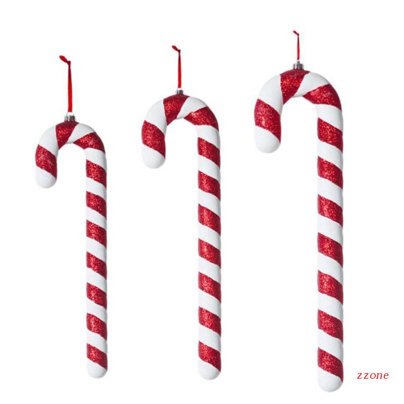 Ornamen Permen Tongkat Glitter Model Gantung Untuk Dekorasi Pohon Natal