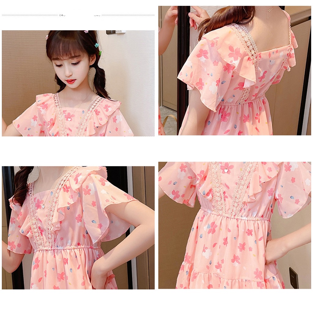 DR65-Dress Anak Perempuan Chiffon Flower Kesli