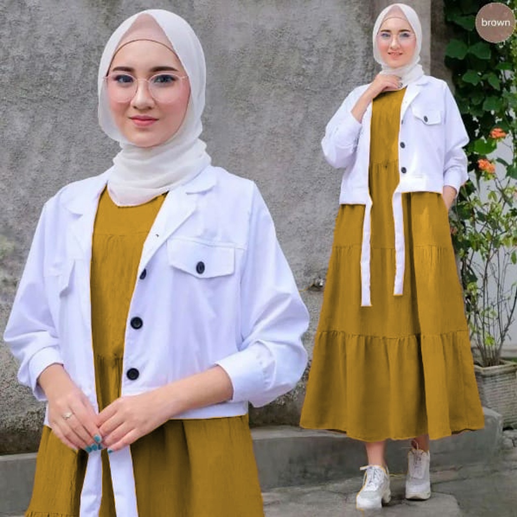 KIRANA SET / Baju Dress Muslimah Kekinian Bahan Shakila / Pakaian Set Baju Muslim Wanita Terbaru 2022