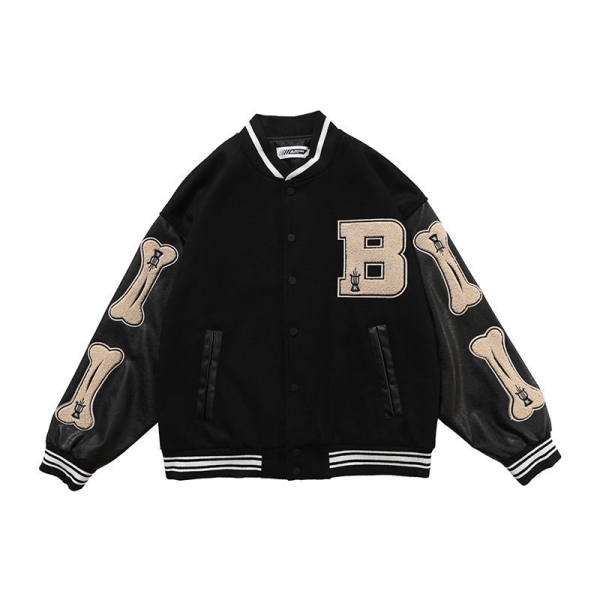 Bone Varsity  - Jacket B Baseball - Atasan Wanita Dan Pria - Korean Street Style Remaja Kekinian