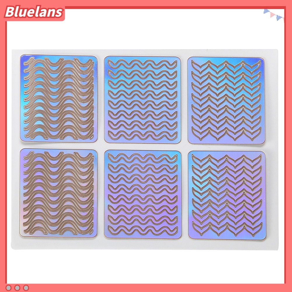 Bluelans 6 / 12 / 24 Lembar Stiker Stensil Cetakan Kuku Bahan Vinyl Untuk Nail Art DIY