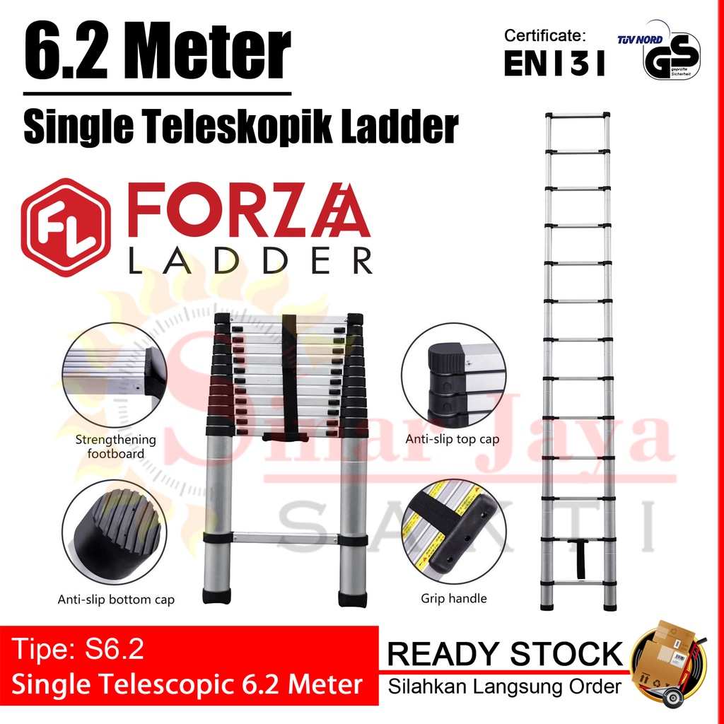 Tangga Lipat Teleskopik 6.2 Meter Forza S6.2 | Tangga Alumunium Teleskopik Lipat Forza 6,2 Meter