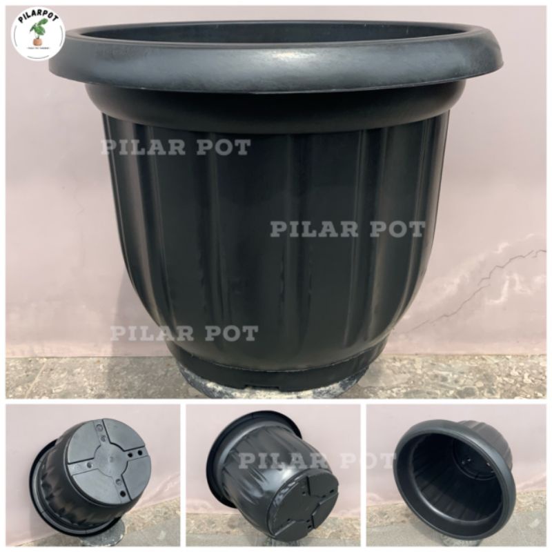 pot bunga tanaman plastik hitam 60cm - JUMBO 60 HITAM