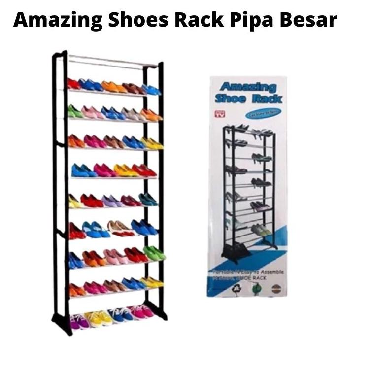 Terbaik (PIPA BESAR) Amazing Shoes Rack Non Cover Rak Sepatu 10 Susun Tempat Penyimpanan Jilbab Keru