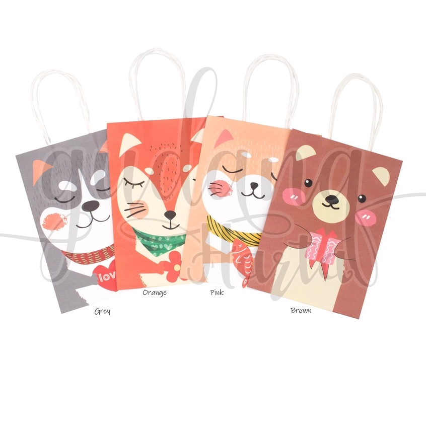 

Paper Bag Animal Present Tas Kado Motif Fox Bear Cat Dog Murmer Unik GH 507005