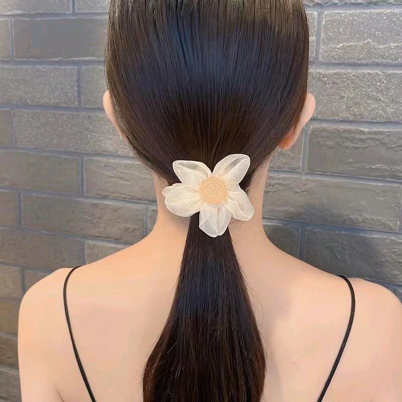 Kunciran Rambut Kain Motif Bunga Matahari / Ikat Rambut Cepol / scrunchie Kuncir Rambut Motif Beruang