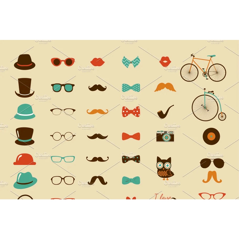 I Love Hipster Style Illustration